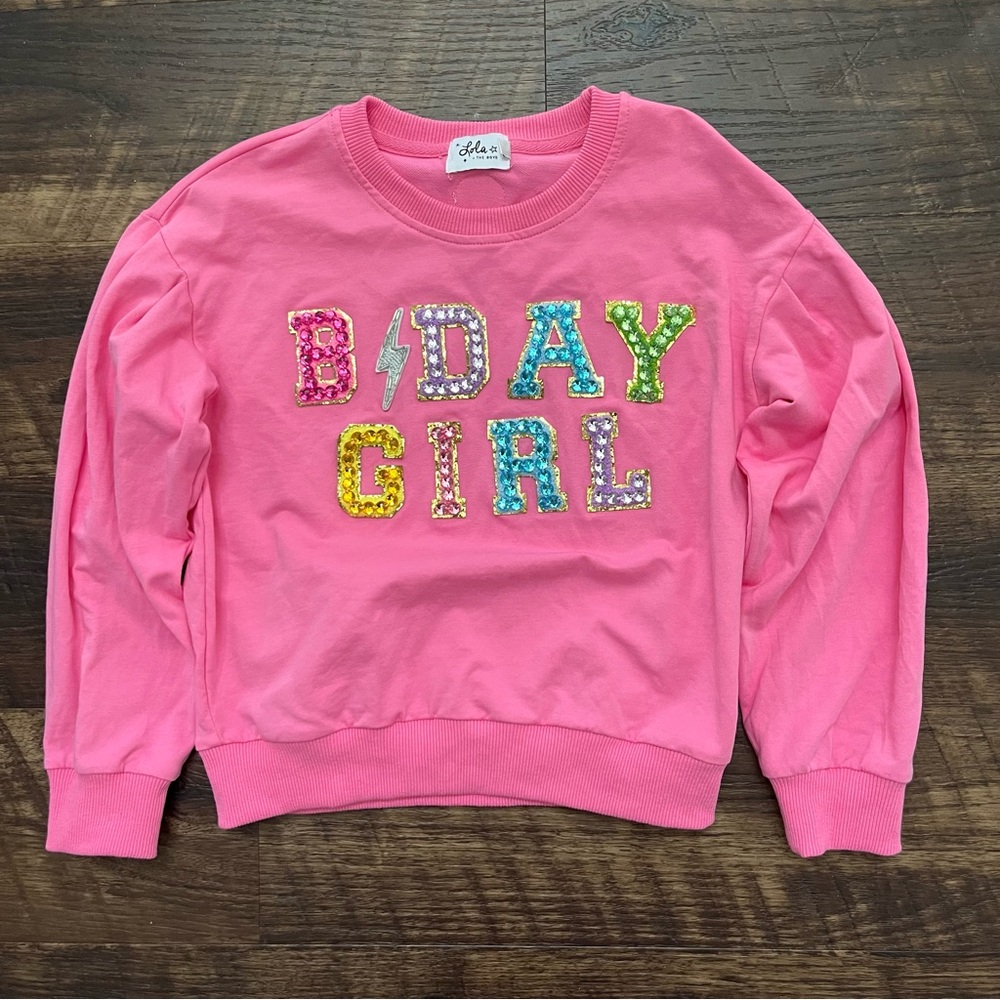 Lola + The Boys Pink  birthday gem Sweatshirt